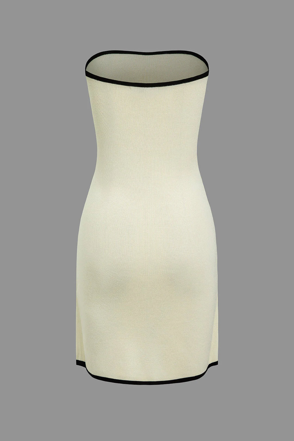Contrast Trim Knit Tie Front Strapless Mini Dress