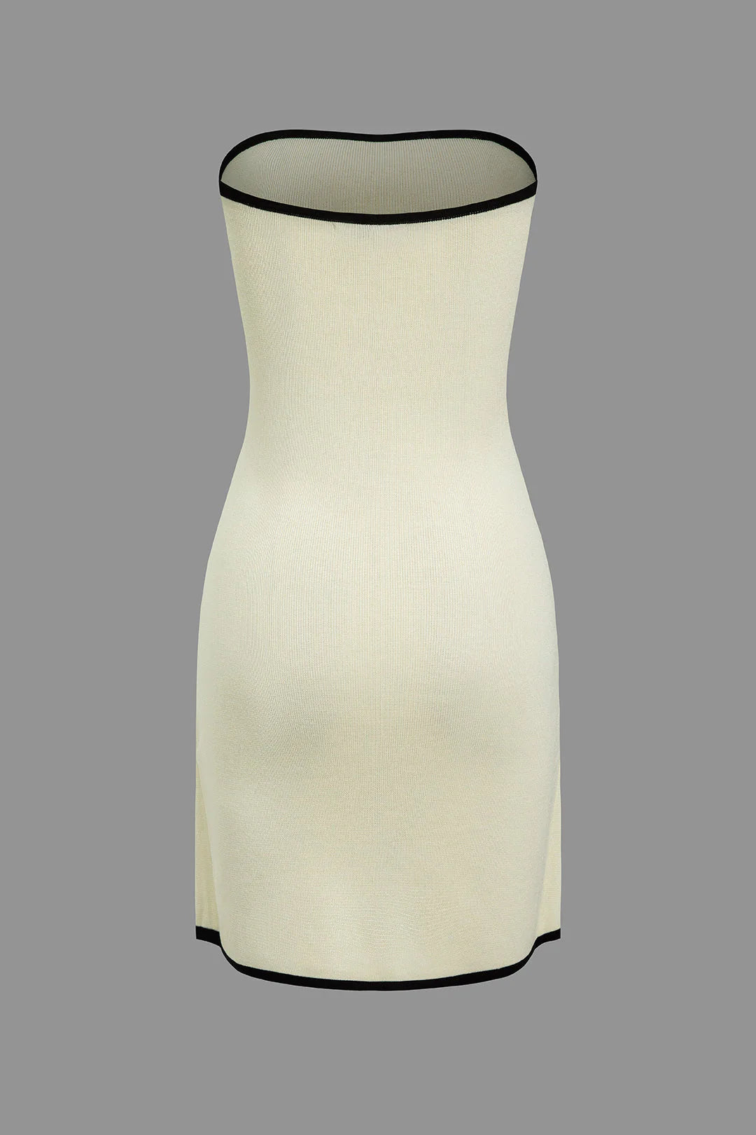 Contrast Trim Knit Tie Front Strapless Mini Dress
