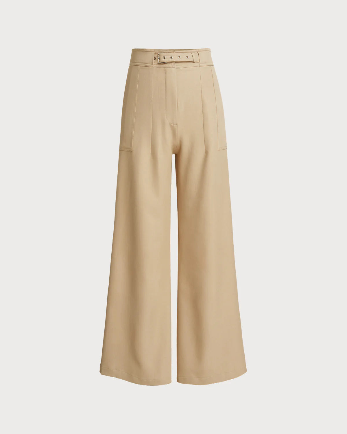 Beige Natural Waisted Straight Pants
