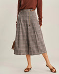 Khaki Plaid Wide Leg Pants