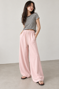 Pink wide-leg pants made of cotton blend space cotton