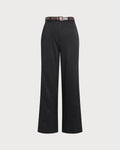 Black Straight Belted Pants